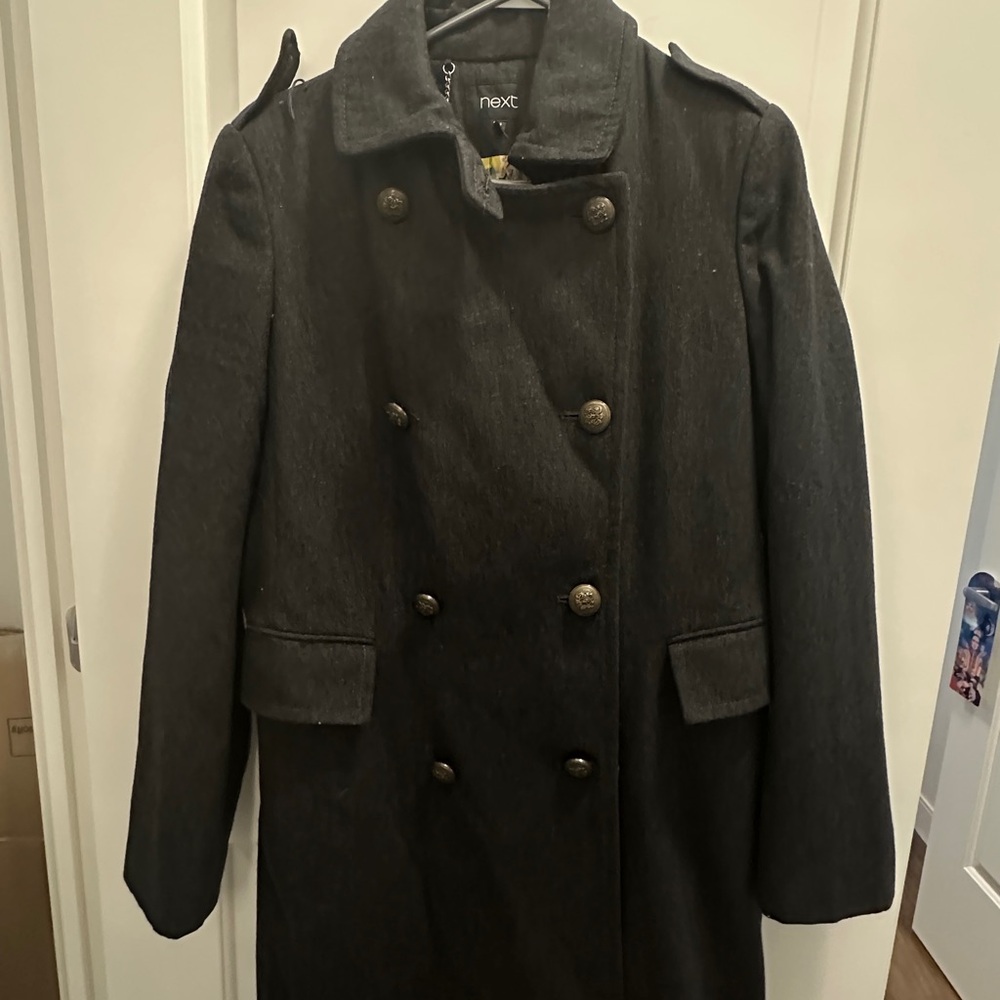 Next Charcoal Coat with Floral Lining